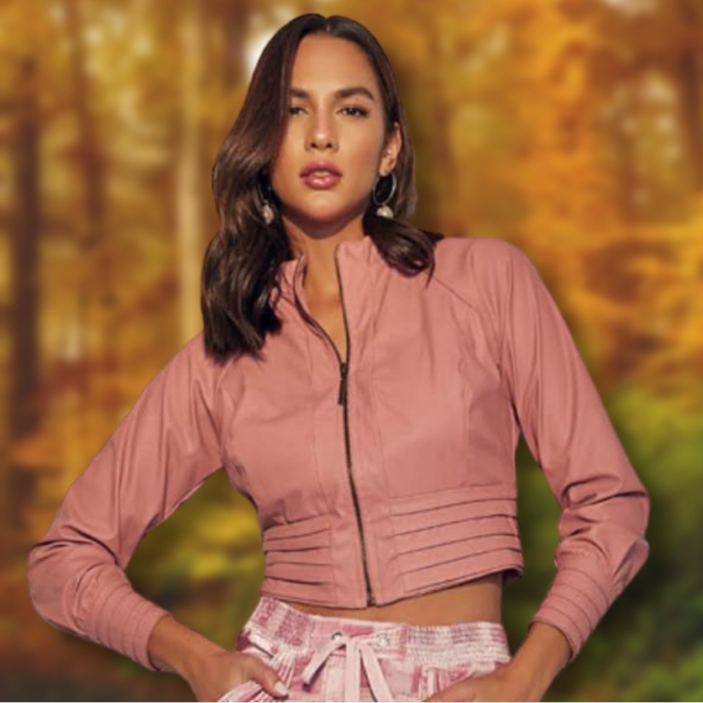 Pink Faux-Leather Jacket